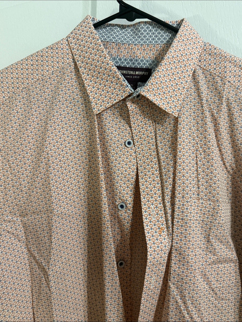 Johnston & Murphy Men's Peach Micro-Print Dress Shirt
